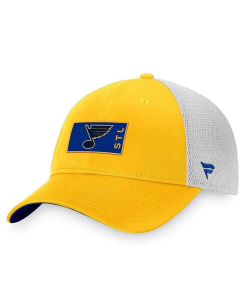 Men's Gold, White St. Louis Blues Authentic Pro Rink Trucker Snapback Hat