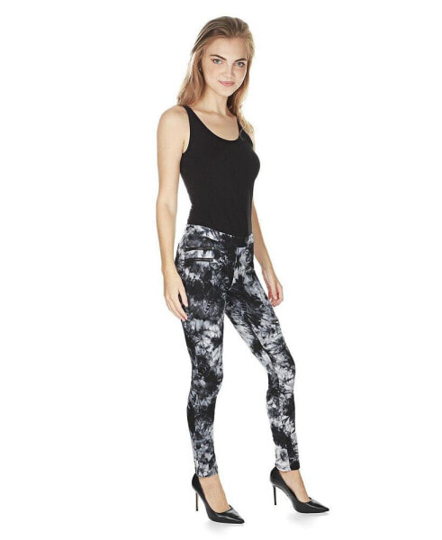 Women's Zip Tie Dye Soft Cotton Blend Leggings