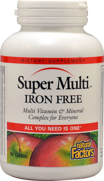 Natural Factors Super Multi Iron Free Витаминно-минеральный комплекс без содержания железа 90 таблеток