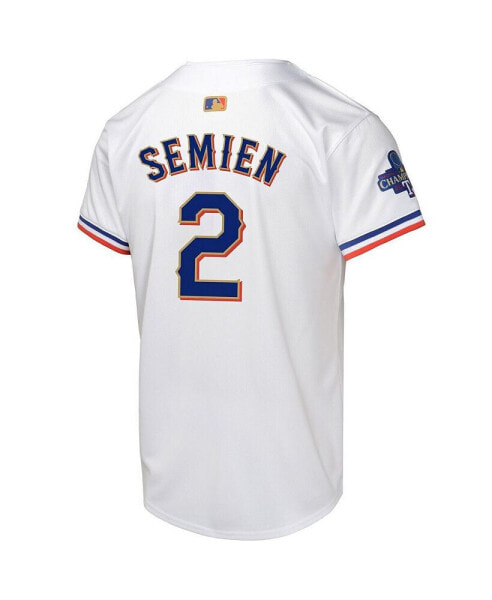 Big Boys and Girls Marcus Semien White Texas Rangers 2024 Gold Collection Limited Player Jersey
