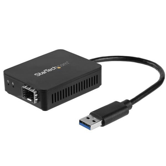 StarTech.com USB 3.0 to Fiber Optic Converter - Compact USB to Open SFP Adapter - USB to Gigabit Network Adapter - USB 3.0 Fiber Adapter Multi Mode(MMF)/Single Mode Fiber(SMF) Compatible - Wired - USB - Fiber - 1000 Mbit/s - Black