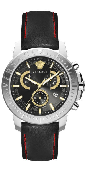 Versace Herren Armbanduhr NEW CHRONO 45 mm Armband Leder VE2E001 21