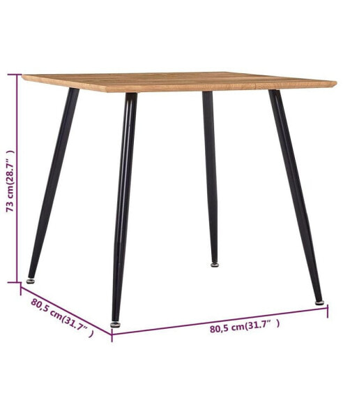 Dining Table Oak and Black 31.7"x31.7"x28.7" MDF