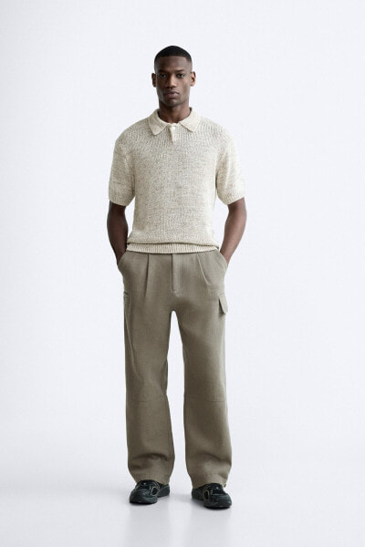 Textured knit polo shirt