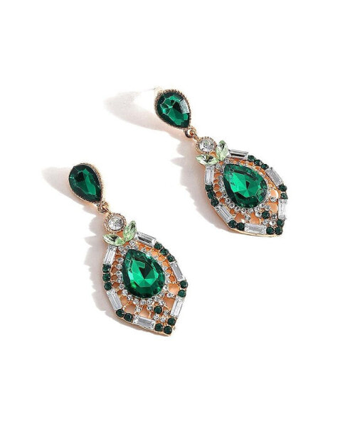 Women's Green Embellished Drop Earrings