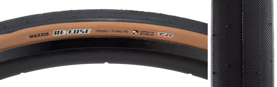 Maxxis Re-Fuse Tire-700 x 32, Tubeless,Folding,Black/Dark Tan, Dual, MaxxShield