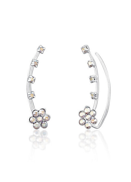 Floral longitudinal earrings with crystals JL0722