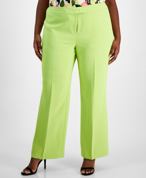 Plus Size Mid-Rise Crease-Front Flare-Leg Pants, Created for Macy's