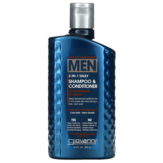 Art Of Giovanni, Men, 2-In-1 Daily Shampoo & Conditioner with Ginseng and Eucalyptus, 16.9 fl oz (499 ml)