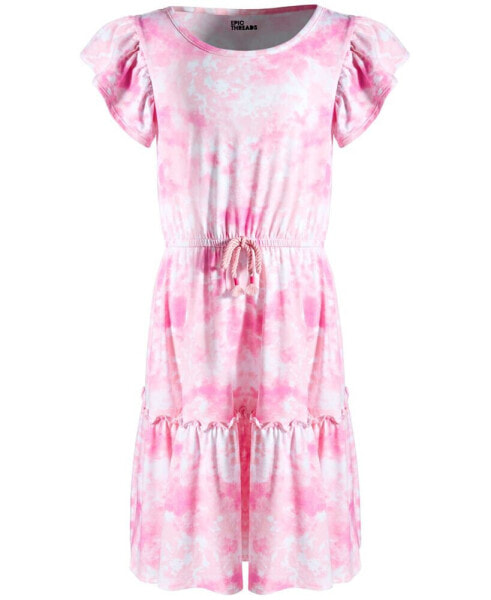 Big Girls Spring Splash Tie-Dyed Tiered Dress, Created for Macy's
