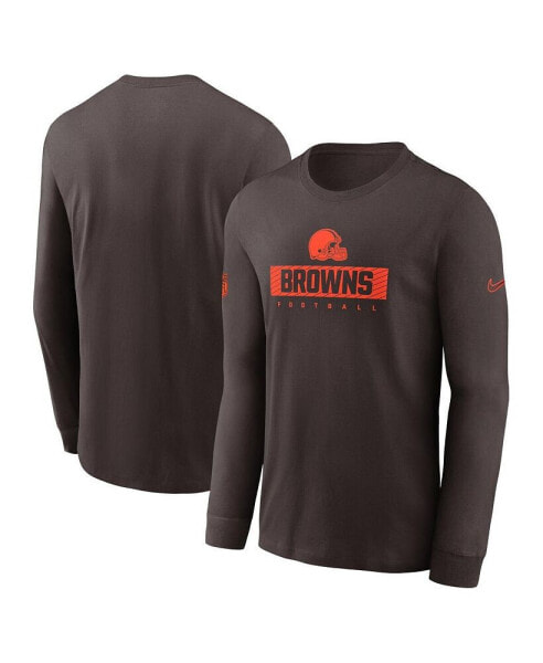 Men's Brown Cleveland Browns Sideline Performance Long Sleeve T-Shirt