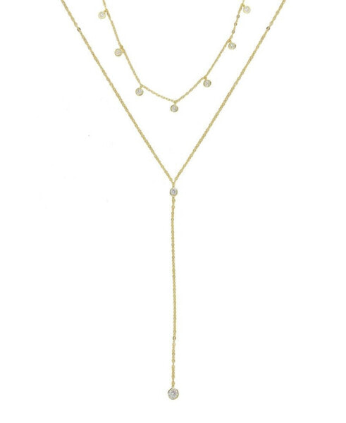 Simplistic Crystal Layered Lariat Necklace Set