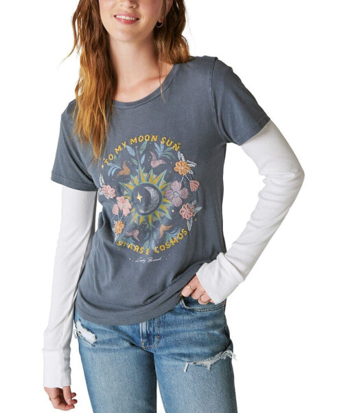 Women's Stars And Cosmos Embroidered T-Shirt