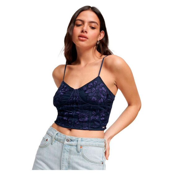 SUPERDRY Floral Embroidered Bustier sleeveless T-shirt