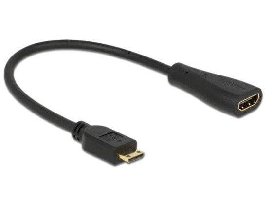 Delock 0.23m mini-HDMI/HDMI - 0.23 m - HDMI Type C (Mini) - HDMI Type A (Standard) - 1920 x 1200 pixels - Black