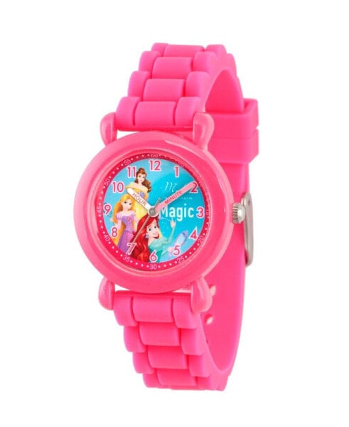 Disney Princess Ariel, Belle and Rapunzel Girls' Pink Plastic Time Teacher Watch