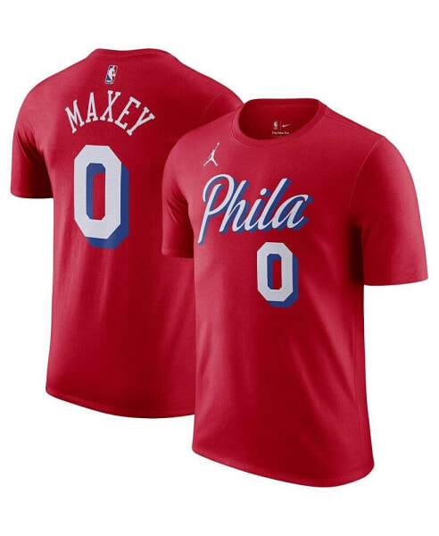 Men's Tyrese Maxey Red Philadelphia 76ers 2022/23 Statement Edition Name and Number T-shirt