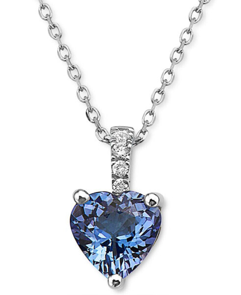 EFFY Collection eFFY® Tanzanite (5/8 ct. t.w.) & Diamond Accent Heart 18" Pendant Necklace in Sterling Silver