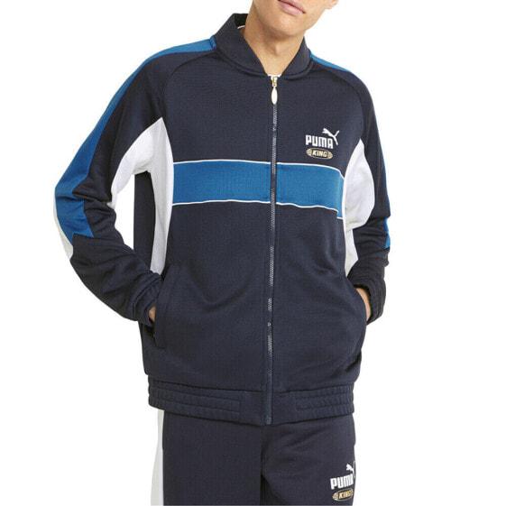 Puma King Full Zip Track Jacket Mens Blue Casual Athletic Outerwear 53368348