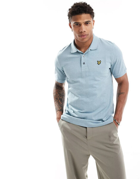 Lyle & Scott icon logo slub polo in light blue