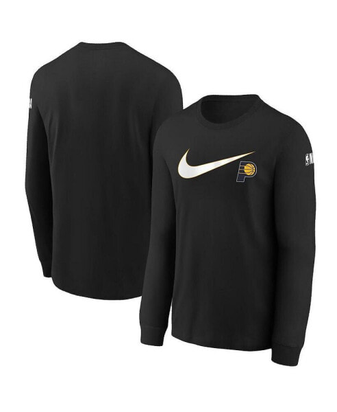 Big Boys and Girls Black Indiana Pacers Swoosh Long Sleeve T-Shirt