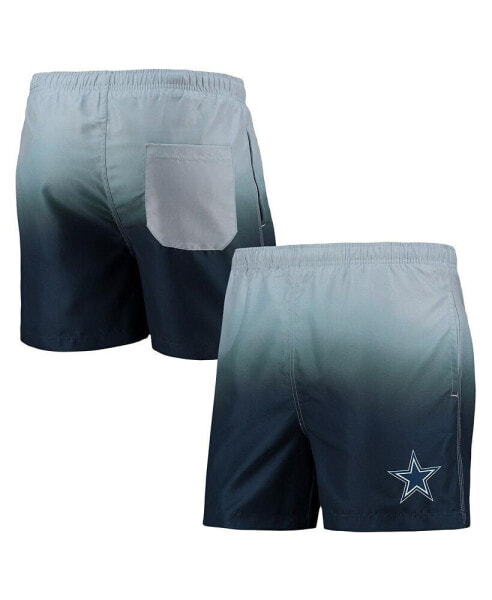 Men's Gray and Navy Dallas Cowboys Dip-Dye Swim Shorts