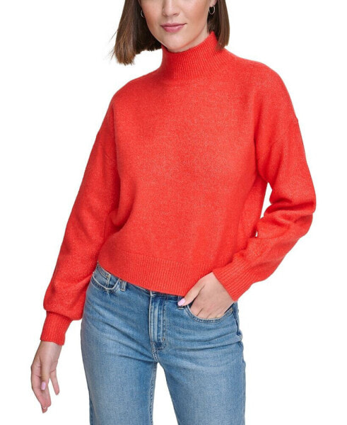 Petite Boxy Mock-Neck Sweater