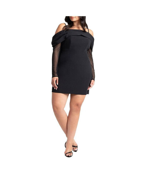 Plus Size Pleated Off The Shoulder Mini Dress