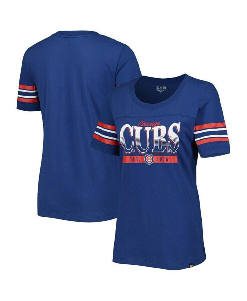 Women's Blue Chicago Cubs Team Stripe T-shirt