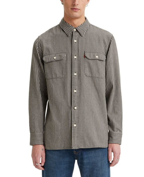 Men's Relaxed Fit Button-Front Flannel Worker Overshirt