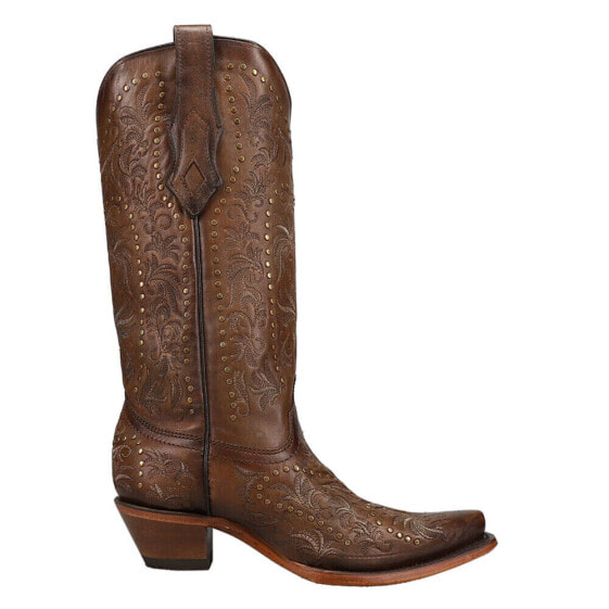 Corral Boots Ld Maple TooledInlay Embroidery & Studs Snip Toe Cowboy Womens Siz