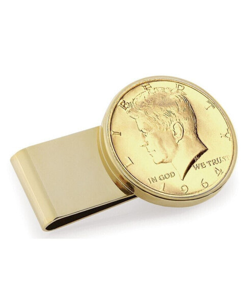 Men's Gold-Layered JFK 1964 First Year of Issue Half Dollar Stainless Steel Coin Money Clip