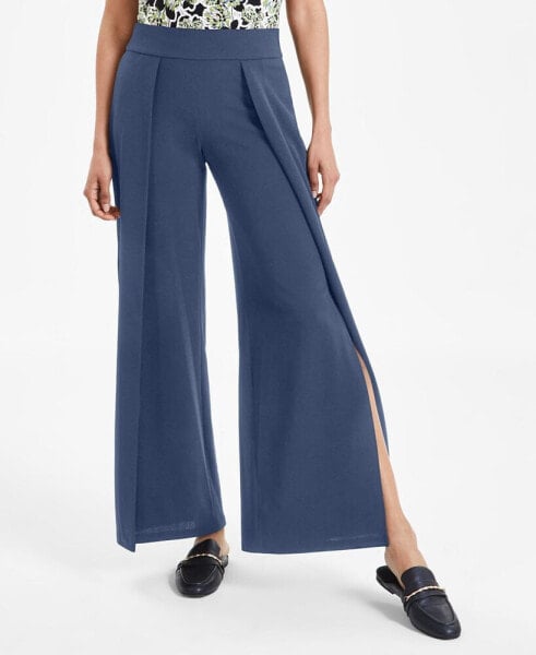 Petite Flyaway Wide-Leg Pull-On Pants