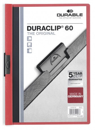 Durable Duraclip 60, Red, Transparent, PVC, 60 sheets, A4, 1 pc(s)