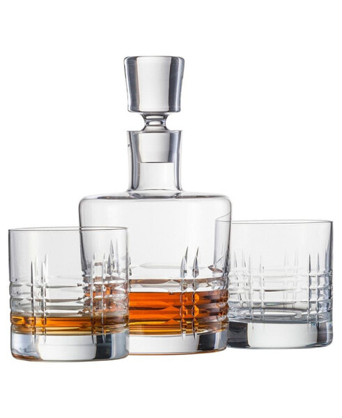 Basic Bar Classic Whiskey Carafe and Glasses, Set of 3