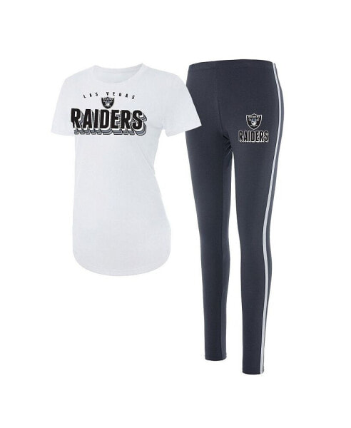 Пижама женская Concepts Sport Las Vegas Raiders белая, темно-серая модель Sonata