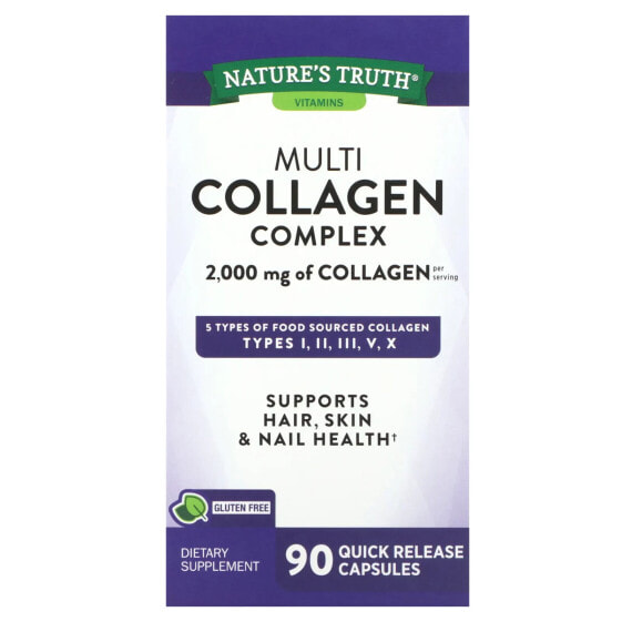БАД для мышц и суставов Nature's Truth Multi Collagen Complex, 2000 мг, 90 капсул быстрого высвобождения