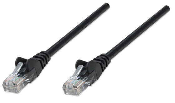 Intellinet Network Patch Cable - Cat5e - 3m - Black - CCA - U/UTP - PVC - RJ45 - Gold Plated Contacts - Snagless - Booted - Lifetime Warranty - Polybag - 3 m - Cat5e - U/UTP (UTP) - RJ-45 - RJ-45