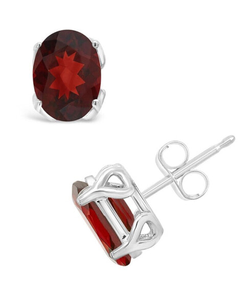 Garnet (3 ct. t.w.) Stud Earrings in 14K White Gold