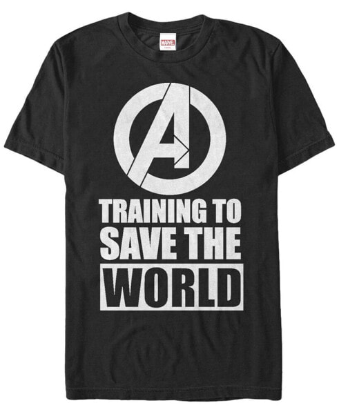 Marvel Men's Comic Collection Avengers Logo Training To Save The World Short Sleeve T-Shirt