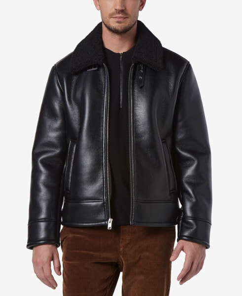 Men's Cadman Faux Leather Fleece-Lined Aviator Jacket