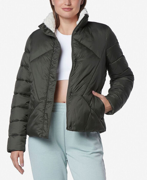 Women's Puffer Jacket With Sherpa Lining