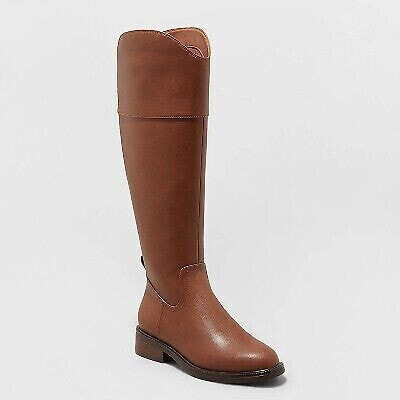 Women's Sienna Tall Dress Boots - A New Day Brown 6.5WC