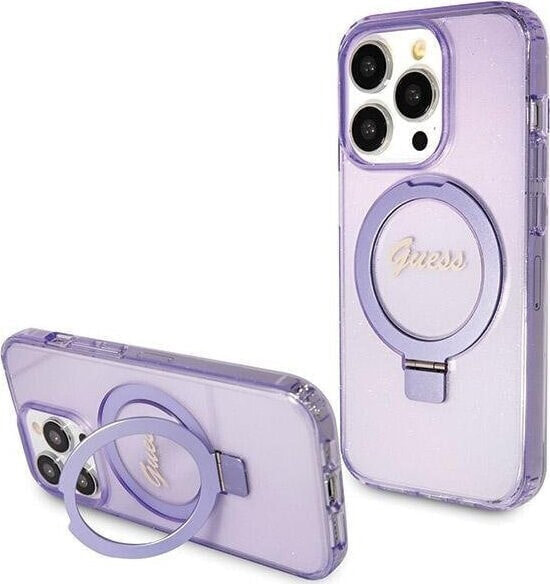 Guess Guess GUHMP14XHRSGSU iPhone 14 Pro Max 6.7" fioletowy/purple hardcase Ring Stand Script Glitter MagSafe