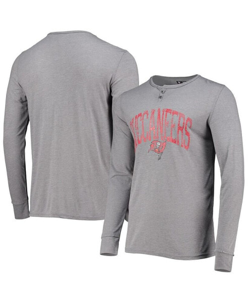Men's Gray Tampa Bay Buccaneers Takeaway Henley Long Sleeve Sleep T-shirt