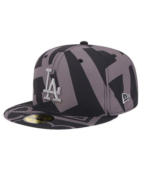 Men's Black Los Angeles Dodgers Logo Fracture 59FIFTY Fitted Hat