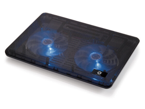 Conceptronic THANA Notebook Cooling Pad - Fits up to 15.6" - 2-Fan - 39.6 cm (15.6") - 2 pc(s) - 12.5 cm - Black - Aluminium - USB