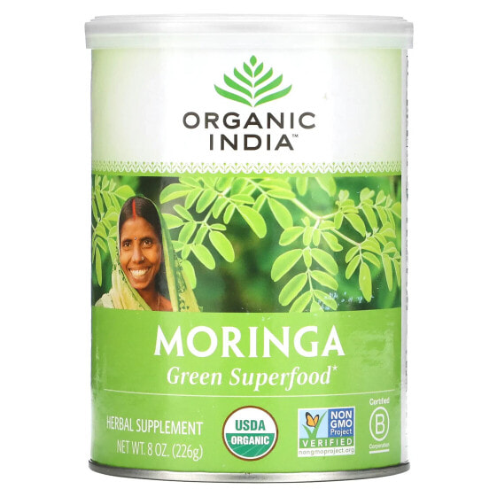 Суперфуды ORGANIC INDIA Moringa Green 8 унций (226 г)