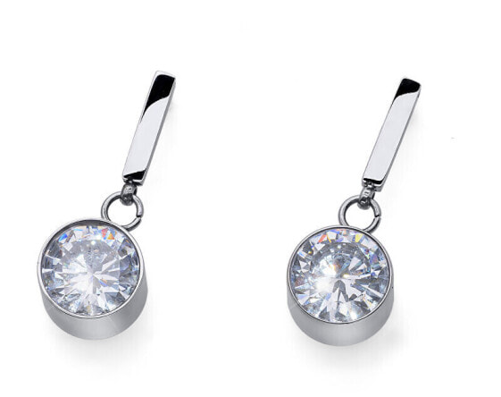 Charming steel earrings with cubic zirconia Horae Magic Blossom 23046