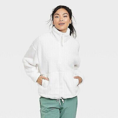 Women's High Pile Fleece 1/2 Zip Pull Over - All in Motion Cream XS